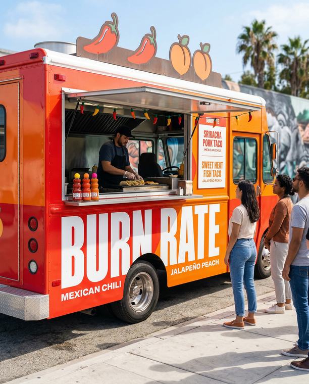 BURN RATE HOT SAUCE — The Burn Rate truck