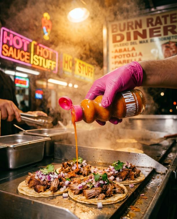 BURN RATE HOT SAUCE — Griddle, in service