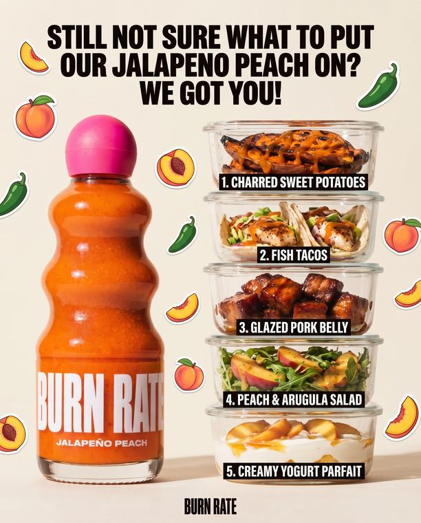 BURN RATE HOT SAUCE — Social: 5 ways