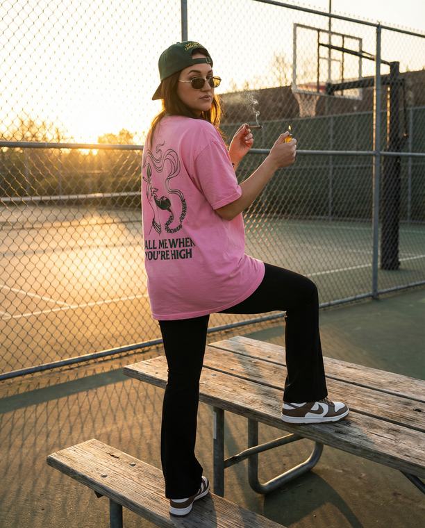 GOOD GIRLS CANNABIS CLUB — Golden hour, pink tee